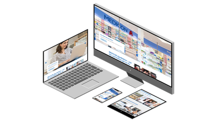 Website der Medicon Apotheken in verschiedenen Endgerätansichten