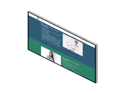 Screendesign eines Website-Templates mit blauen und grünen Farbtönen