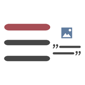 Ein modernes Layout mit roten und grauen Linien, ergänzt durch ein kleines Bildsymbol, das eine Landschaft darstellt.