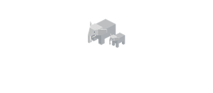 Ein grauer Elefant und sein Kind stehen auf einem einfarbigen Hintergrund, der die Aufmerksamkeit auf sie lenkt.