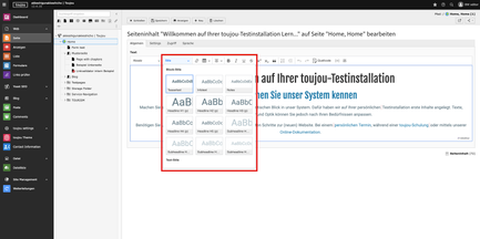 Screenshot TYPO3 V12 Rich text editor