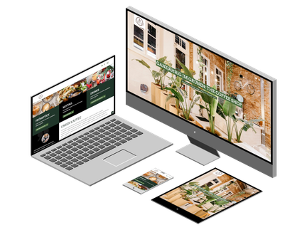 Darstellung des Website-Templates für Cafés auf verschiedenen Endgeräten