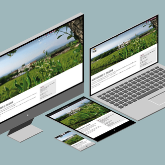 Kundenwebsite von Agriturismo Le Caldane im responsive Design auf hellem Grund 