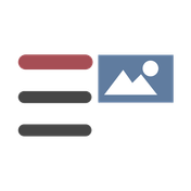 Ein minimalistisches Design mit drei horizontalen Linien in verschiedenen Farben und einem Bildsymbol auf der rechten Seite.