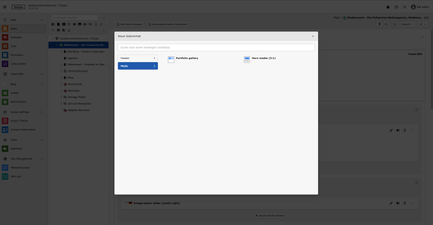 Screenshot des toujou-Backends bei der man das Element Event Schedule aussuchen kann