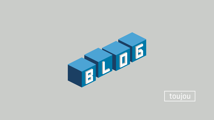 Die stilisierten blauen Würfel bilden das Wort 'BLOG' in einer modernen Schriftart ab, vor einem grauen Hintergrund.