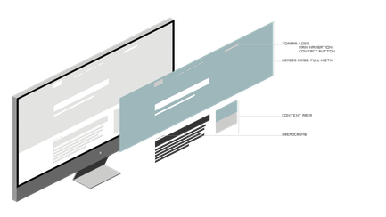 Ein moderner Computerbildschirm zeigt eine Website mit einem klaren Layout und verschiedenen Navigationsbereichen.