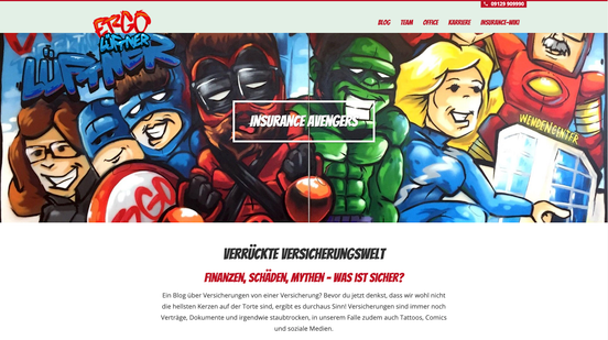 Screenshot der Website insurance-avengers.de
