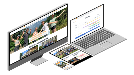 Website-Darstellung des evangelischen Jungendwerks auf verschiedenen Endgeräten