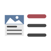 Ein grafisches Design zeigt eine Bildvorschau mit einem Bildsymbol und drei horizontalen Linien daneben.