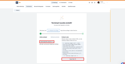 Meetergo Meeting auf Website einbinden