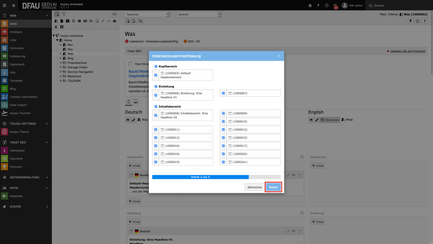 Screenshot zur Elementübersicht beim Seitenübersetzen in toujou
