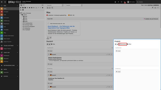 Screenshot zum Seiten übersetzen in toujou