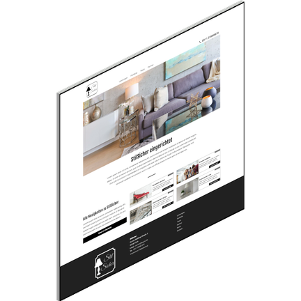 Eine stilvolle Wohnzimmereinrichtung mit einem grauen Sofa, bunten Kissen und einer modernen Wanddekoration.