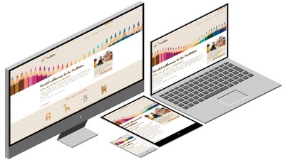 Responsive Design für das KiTa-Template mit einem Widescreen, Laptop, Tablet und Smartphone