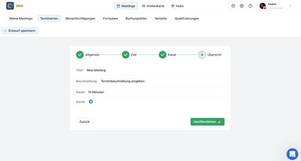 Meetergo Meeting veröffentlichen