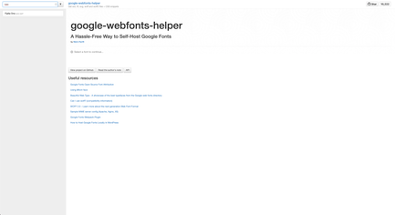 Screenshot Ansicht des Google Fonts Webhelpers
