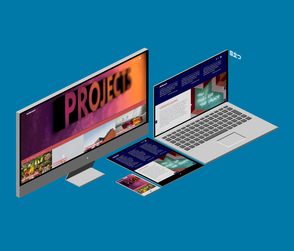 Responsive Design Grafiken einer Website auf blauem Hintergrund