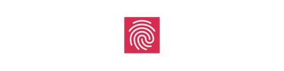 Ein rotes Quadrat mit einem weißen Fingerabdrucksymbol in der Mitte, das Sicherheit und Identifikation symbolisiert.