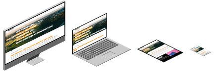 Die Darstellung von drei Bildschirmen, die die Kontext Agentur für Strategie und Kommunikation in einem modernen Design zeigen.