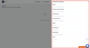 Adresse für Terminvereinbarung bei Meetergo