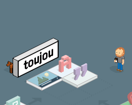 Eine stilisierte Szene zeigt einen Mann, der ein Smartphone benutzt, umgeben von digitalen Symbolen und einem Hund im Hintergrund.