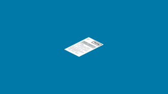 Weißes Formular in Pixelgrafik auf blauem Hintergrund