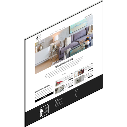 Eine stilvolle Wohnzimmereinrichtung mit einem grauen Sofa, bunten Kissen und einer modernen Wanddekoration.