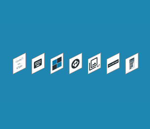 Checkliste mit Icons für eine barrierefreie Website auf blauem Hintergrund