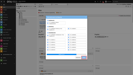 Screenshot zur Elementübersicht beim Seitenübersetzen in toujou