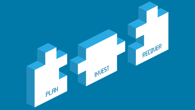 Graphic of three puzzle pieces labelled: Plan – Invest – Recover