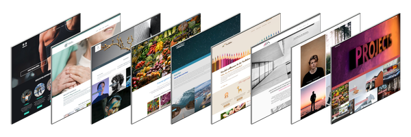 Anordnung verschiedener Websites in 3D-Ansicht von Sport über Ärzte bis Agentur