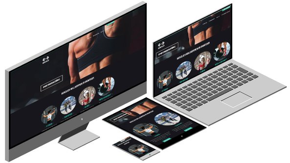 Ansicht mehrerer Endgeräte für das Webste-Template Sport