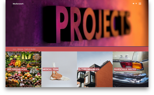 [Translate to English:] Screenshot eines Website-Templates für Agenturen