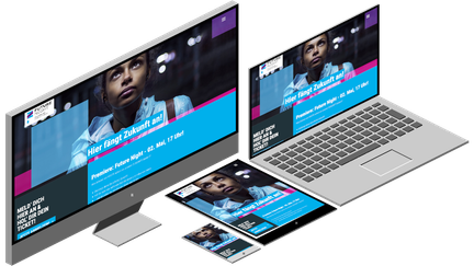 Darstellung der Website von Future Night auf verschiedenen Endgeräten