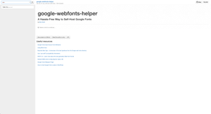 Screenshot Ansicht des Google Fonts Webhelpers