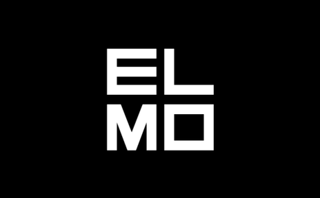 Logo der Design-Agentur Elmografico, weiß auf schwarzem Grund