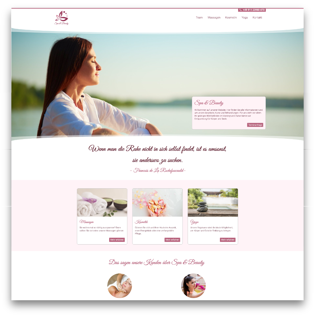 Website-Template für Wellness, Beauty und Spa