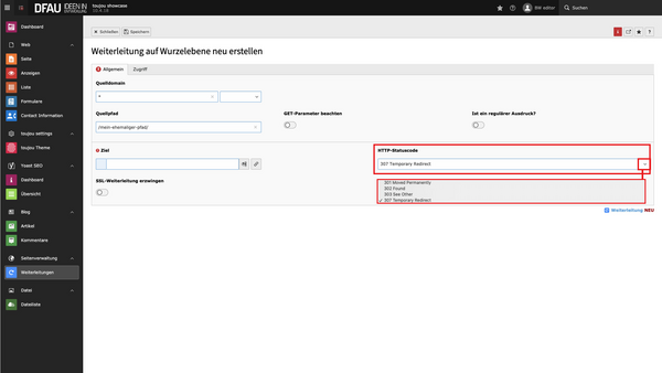 Redirects in TYPO3-Backend manuell setzen