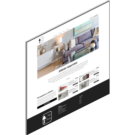 Eine stilvolle Wohnzimmereinrichtung mit einem grauen Sofa, bunten Kissen und einer modernen Wanddekoration.