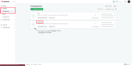 rapidmail recipientlist id finden