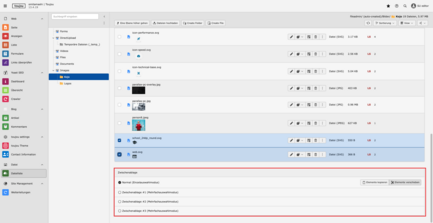 Screenshots eines TYPO3-Backends, das die Zwischenablage für Dateien zeigt