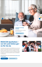 Hochkant Format des Medicon-Website, die zwei Apothekerin zeigt