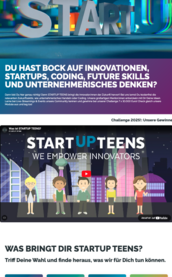 Hochkant Format des StartupTeens-Website
