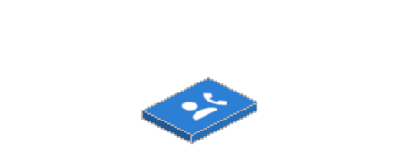 Ein stilisiertes Symbol eines Kontakts mit einem Telefonhörer, das Kommunikation und Vernetzung darstellt.