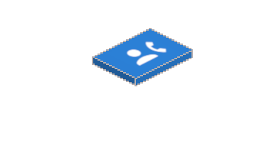 Ein stilisiertes Symbol eines Kontakts mit einem Telefonhörer, das Kommunikation und Vernetzung darstellt.