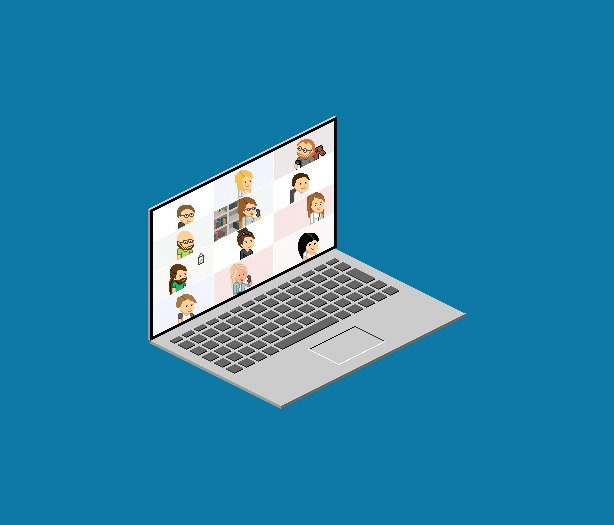 Pixelgrafik eines Hangout-Meetings der Mitarbeiter der DFAU GmbH
