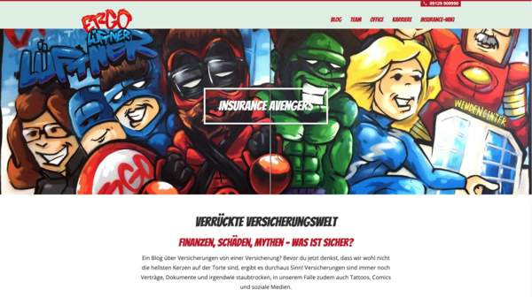 Screenshot der Website insurance-avengers.de
