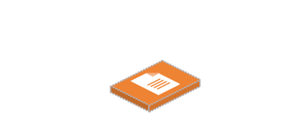 Ein orangefarbenes Paket mit einem Dokument und einer Lupe darüber, die auf den Inhalt des Pakets hinweisen.