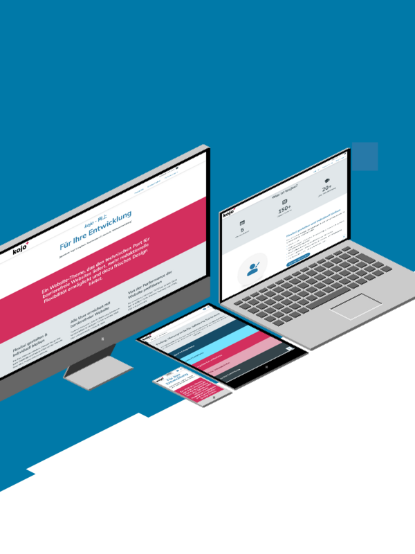 Ansicht verschiedener Endgeraete für die Website meet-kojo